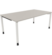 Schreibtisch All in One, manuell h&ouml;henverstellbar, 68-82cm (H), 180x100cm (BxT), rechteckig, lichtgrau / wei&szlig;