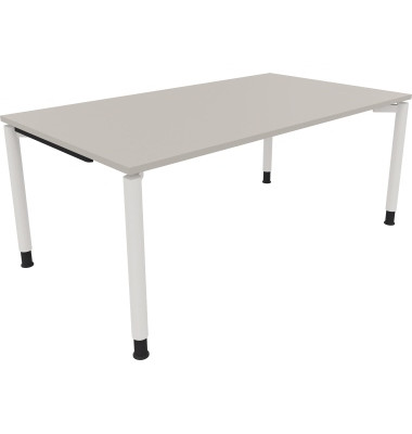 Schreibtisch All in One, manuell h&ouml;henverstellbar, 68-82cm (H), 180x100cm (BxT), rechteckig, lichtgrau / wei&szlig;