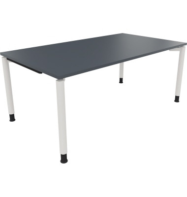 Schreibtisch All in One, manuell h&ouml;henverstellbar, 68-82cm (H), 180x100cm (BxT), rechteckig, lavagrau / wei&szlig;