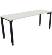 Schreibtisch All in One, manuell h&ouml;henverstellbar, 68-82cm (H), 180x60cm (BxT), rechteckig, wei&szlig; / anthrazit metallic