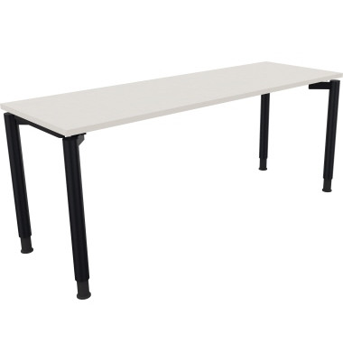 Schreibtisch All in One, manuell höhenverstellbar, 68-82cm (H), 180x60cm (BxT), rechteckig, weiß / anthrazit metallic