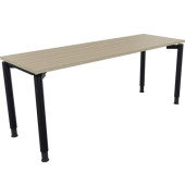 Schreibtisch All in One, manuell höhenverstellbar, 68-82cm (H), 180x60cm (BxT), rechteckig, eiche natur / anthrazit metallic