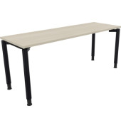 Schreibtisch All in One, manuell höhenverstellbar, 68-82cm (H), 180x60cm (BxT), rechteckig, akazie hell / anthrazit metallic