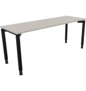 Schreibtisch All in One, manuell höhenverstellbar, 68-82cm (H), 180x60cm (BxT), rechteckig, lichtgrau / anthrazit metallic