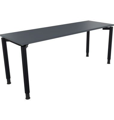 Schreibtisch All in One, manuell höhenverstellbar, 68-82cm (H), 180x60cm (BxT), rechteckig, lavagrau / anthrazit metallic Schreibtisch All in One, manuell höhenverstellbar, 68-82cm (H), 180x60cm (BxT), rechteckig, lavagrau / anthrazit metallic