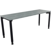 Schreibtisch All in One, manuell höhenverstellbar, 68-82cm (H), 180x60cm (BxT), rechteckig, beton hell / anthrazit metallic