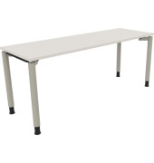 Schreibtisch All in One, manuell höhenverstellbar, 68-82cm (H), 180x60cm (BxT), rechteckig, weiß / silberaluminium