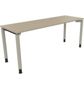 Schreibtisch All in One, manuell höhenverstellbar, 68-82cm (H), 180x60cm (BxT), rechteckig, eiche natur / silberaluminium