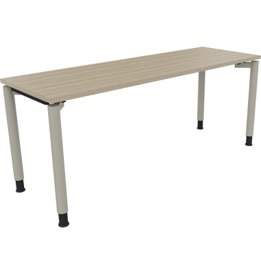 Schreibtisch All in One, manuell höhenverstellbar, 68-82cm (H), 180x60cm (BxT), rechteckig, eiche natur / silberaluminium Schreibtisch All in One, manuell höhenverstellbar, 68-82cm (H), 180x60cm (BxT), rechteckig, eiche natur / silberaluminium
