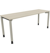 Schreibtisch All in One, manuell h&ouml;henverstellbar, 68-82cm (H), 180x60cm (BxT), rechteckig, akazie hell / silberaluminium
