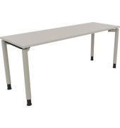 Schreibtisch All in One, manuell h&ouml;henverstellbar, 68-82cm (H), 180x60cm (BxT), rechteckig, lichtgrau / silberaluminium