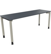 Schreibtisch All in One, manuell höhenverstellbar, 68-82cm (H), 180x60cm (BxT), rechteckig, lavagrau / silberaluminium