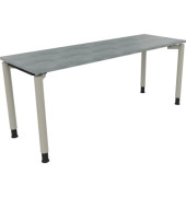 Schreibtisch All in One, manuell höhenverstellbar, 68-82cm (H), 180x60cm (BxT), rechteckig, beton hell / silberaluminium