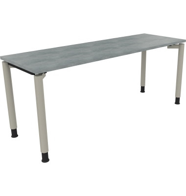 Schreibtisch All in One, manuell höhenverstellbar, 68-82cm (H), 180x60cm (BxT), rechteckig, beton hell / silberaluminium Schreibtisch All in One, manuell höhenverstellbar, 68-82cm (H), 180x60cm (BxT), rechteckig, beton hell / silberaluminium
