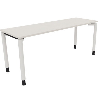 Schreibtisch All in One, manuell h&ouml;henverstellbar, 68-82cm (H), 180x60cm (BxT), rechteckig, wei&szlig; / wei&szlig;