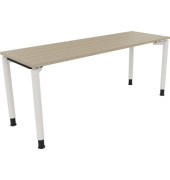 Schreibtisch All in One, manuell höhenverstellbar, 68-82cm (H), 180x60cm (BxT), rechteckig, eiche natur / weiß