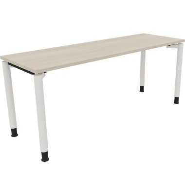 Schreibtisch All in One, manuell h&ouml;henverstellbar, 68-82cm (H), 180x60cm (BxT), rechteckig, akazie hell / wei&szlig;