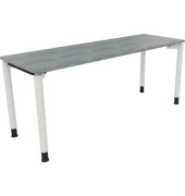 Schreibtisch All in One, manuell h&ouml;henverstellbar, 68-82cm (H), 180x60cm (BxT), rechteckig, beton hell / wei&szlig;