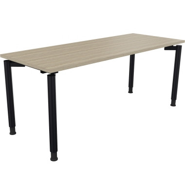 Schreibtisch All in One, manuell höhenverstellbar, 68-82cm (H), 180x70cm (BxT), rechteckig, eiche natur / anthrazit metallic Schreibtisch All in One, manuell höhenverstellbar, 68-82cm (H), 180x70cm (BxT), rechteckig, eiche natur / anthrazit metallic