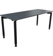 Schreibtisch All in One, manuell h&ouml;henverstellbar, 68-82cm (H), 180x70cm (BxT), rechteckig, lavagrau / anthrazit metallic