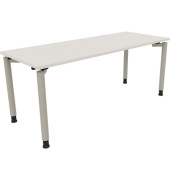 Schreibtisch All in One, manuell höhenverstellbar, 68-82cm (H), 180x70cm (BxT), rechteckig, weiß / silberaluminium