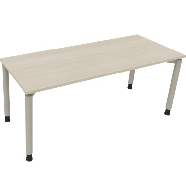 Schreibtisch All in One, manuell h&ouml;henverstellbar, 68-82cm (H), 180x70cm (BxT), rechteckig, akazie hell / silberaluminium