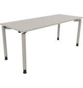 Schreibtisch All in One, manuell höhenverstellbar, 68-82cm (H), 180x70cm (BxT), rechteckig, lichtgrau / silberaluminium