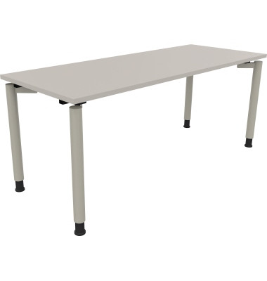 Schreibtisch All in One, manuell h&ouml;henverstellbar, 68-82cm (H), 180x70cm (BxT), rechteckig, lichtgrau / silberaluminium