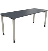 Schreibtisch All in One, manuell h&ouml;henverstellbar, 68-82cm (H), 180x70cm (BxT), rechteckig, lavagrau / silberaluminium
