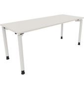 Schreibtisch All in One, manuell höhenverstellbar, 68-82cm (H), 180x70cm (BxT), rechteckig, weiß / weiß
