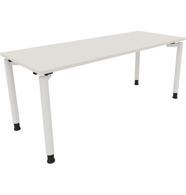 Schreibtisch All in One, manuell h&ouml;henverstellbar, 68-82cm (H), 180x70cm (BxT), rechteckig, wei&szlig; / wei&szlig;