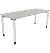Schreibtisch All in One, manuell h&ouml;henverstellbar, 68-82cm (H), 180x70cm (BxT), rechteckig, lichtgrau / wei&szlig;