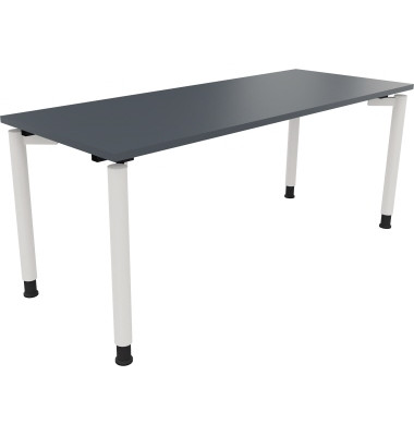 Schreibtisch All in One, manuell h&ouml;henverstellbar, 68-82cm (H), 180x70cm (BxT), rechteckig, lavagrau / wei&szlig;