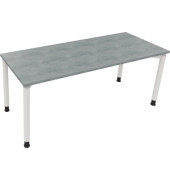 Schreibtisch All in One, manuell h&ouml;henverstellbar, 68-82cm (H), 180x70cm (BxT), rechteckig, beton hell / wei&szlig;