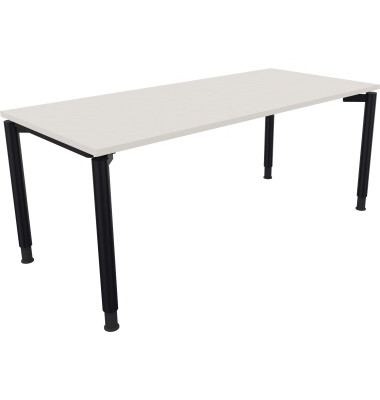 Schreibtisch All in One, manuell höhenverstellbar, 68-82cm (H), 180x80cm (BxT), rechteckig, weiß / anthrazit metallic Schreibtisch All in One, manuell höhenverstellbar, 68-82cm (H), 180x80cm (BxT), rechteckig, weiß / anthrazit metallic