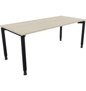 Schreibtisch All in One, manuell höhenverstellbar, 68-82cm (H), 180x80cm (BxT), rechteckig, akazie hell / anthrazit metallic