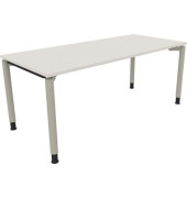 Schreibtisch All in One, manuell h&ouml;henverstellbar, 68-82cm (H), 180x80cm (BxT), rechteckig, wei&szlig; / silberaluminium