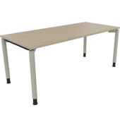 Schreibtisch All in One, manuell höhenverstellbar, 68-82cm (H), 180x80cm (BxT), rechteckig, eiche natur / silberaluminium