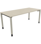Schreibtisch All in One, manuell höhenverstellbar, 68-82cm (H), 180x80cm (BxT), rechteckig, akazie hell / silberaluminium