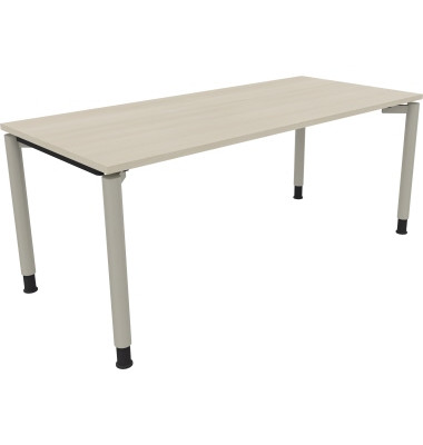 Schreibtisch All in One, manuell höhenverstellbar, 68-82cm (H), 180x80cm (BxT), rechteckig, akazie hell / silberaluminium Schreibtisch All in One, manuell höhenverstellbar, 68-82cm (H), 180x80cm (BxT), rechteckig, akazie hell / silberaluminium