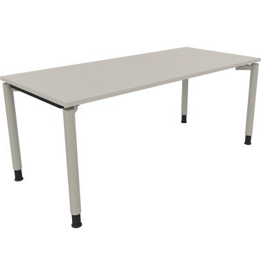 Schreibtisch All in One, manuell höhenverstellbar, 68-82cm (H), 180x80cm (BxT), rechteckig, lichtgrau / silberaluminium