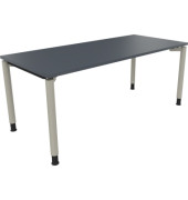 Schreibtisch All in One, manuell höhenverstellbar, 68-82cm (H), 180x80cm (BxT), rechteckig, lavagrau / silberaluminium