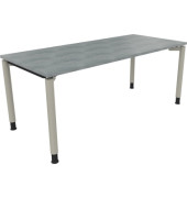 Schreibtisch All in One, manuell höhenverstellbar, 68-82cm (H), 180x80cm (BxT), rechteckig, beton hell / silberaluminium