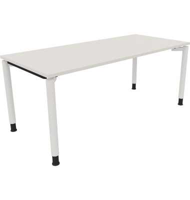 Schreibtisch All in One, manuell höhenverstellbar, 68-82cm (H), 180x80cm (BxT), rechteckig, weiß / weiß