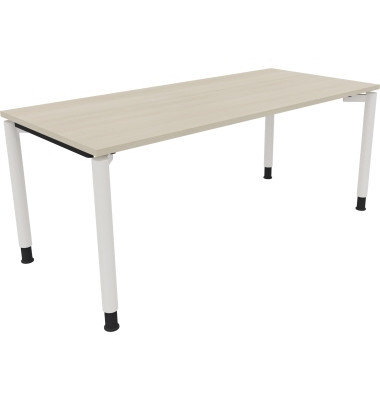 Schreibtisch All in One, manuell höhenverstellbar, 68-82cm (H), 180x80cm (BxT), rechteckig, akazie hell / weiß