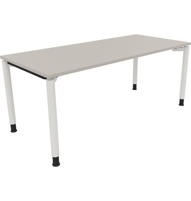 Schreibtisch All in One, manuell h&ouml;henverstellbar, 68-82cm (H), 180x80cm (BxT), rechteckig, lichtgrau / wei&szlig;