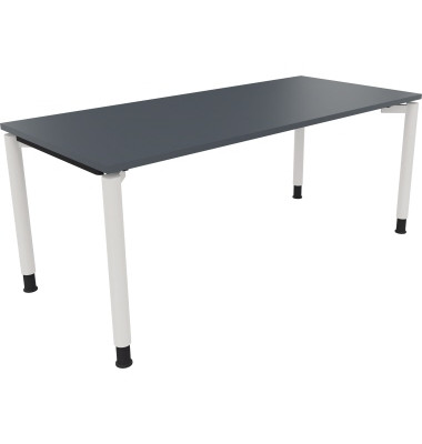 Schreibtisch All in One, manuell höhenverstellbar, 68-82cm (H), 180x80cm (BxT), rechteckig, lavagrau / weiß