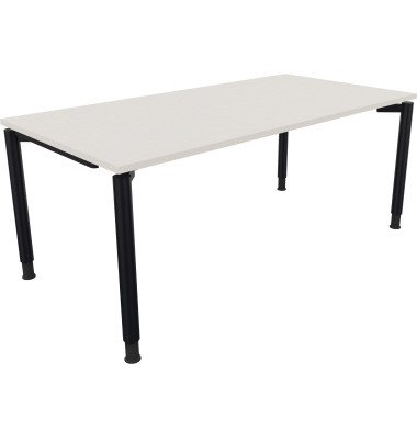 Schreibtisch All in One, manuell höhenverstellbar, 68-82cm (H), 180x90cm (BxT), rechteckig, weiß / anthrazit metallic