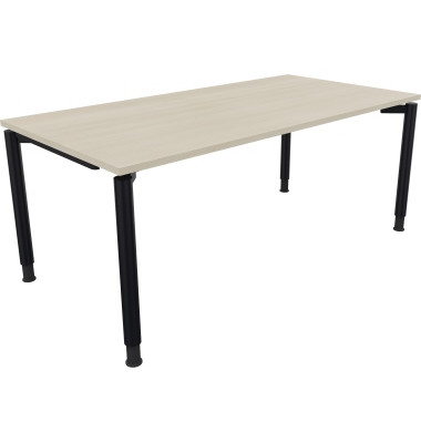 Schreibtisch All in One, manuell höhenverstellbar, 68-82cm (H), 180x90cm (BxT), rechteckig, akazie hell / anthrazit metallic