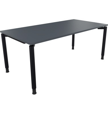 Schreibtisch All in One, manuell höhenverstellbar, 68-82cm (H), 180x90cm (BxT), rechteckig, lavagrau / anthrazit metallic